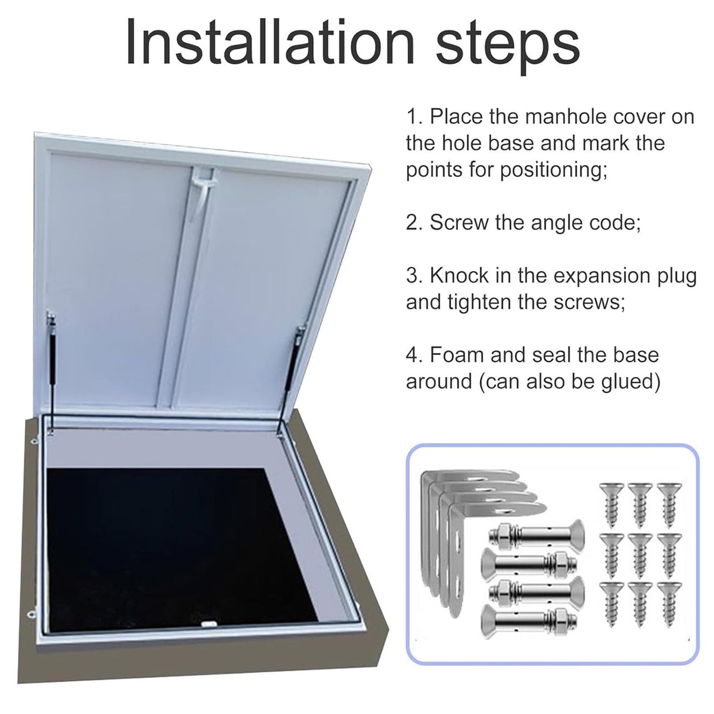 Flat Roof Lighting Well Window Loft Access Hatch Door Anti Ageing Aluminum Alloy Skylight Industrial Factory Roofs(100x100cm/3.28x3.28ft)