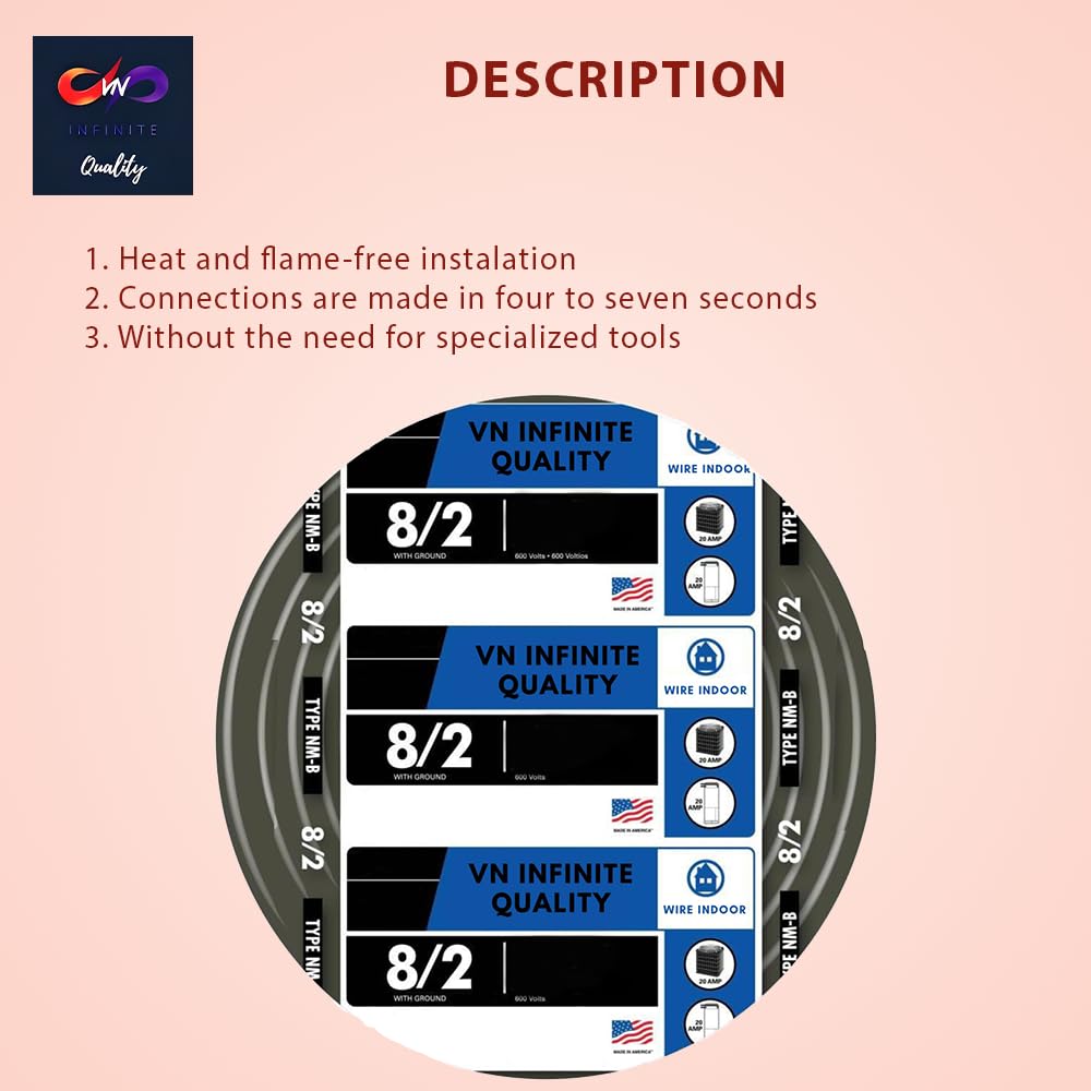 VN Infinite quality 8/2 NM-B Nonmetallic with Ground Sheathed Cable Residential Indoor Wire (50 Ft)