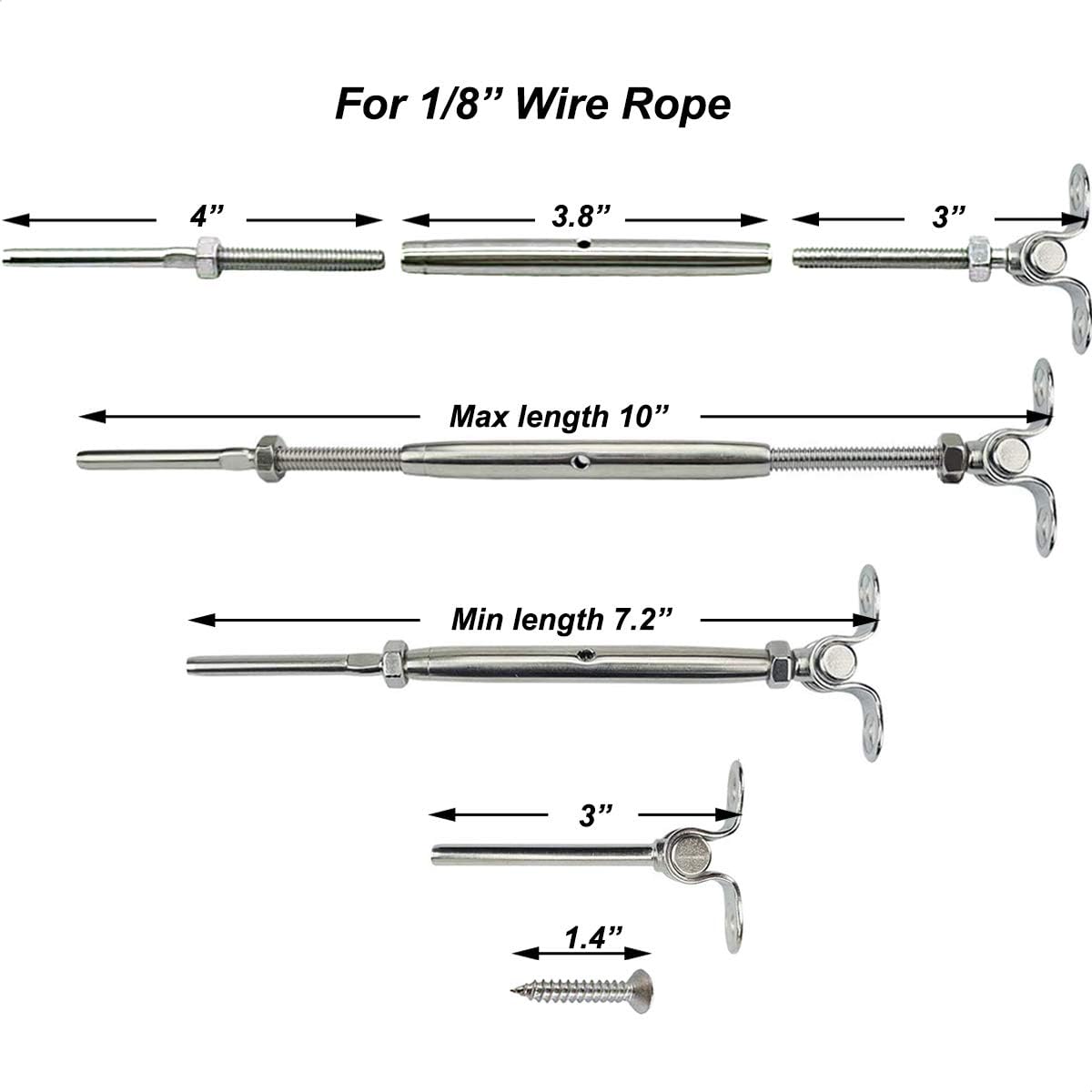 Sowtowe Cable Railing Hardware, 30 Pairs T316 Marine Grade Stainless Steel Cable Railing Kit for 1/8 Inch Cable Railing System, Adjustable Angle