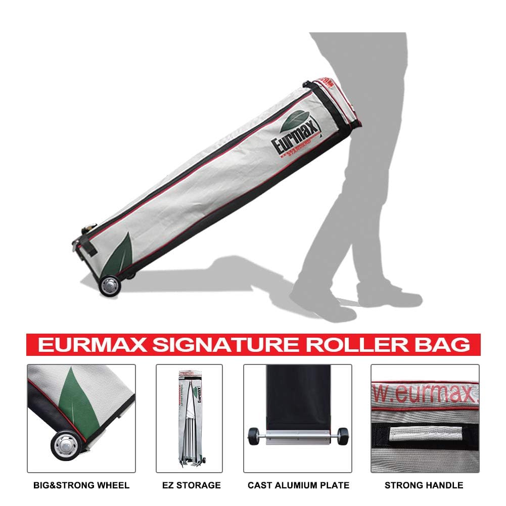 Eurmax USA 10x15ft Pop Up Canopy, Commercial Instant Tent for Outdoor Events, Patented No-Tip Rolling Storage Bag with 4 Sandbags,UV & Water Resistant,Heavy Duty Portable Shelter Gazebo,Black