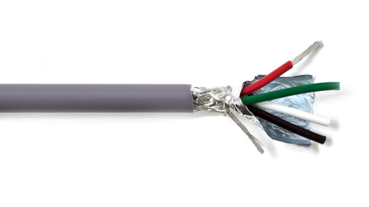 KWANGIL 4C 14AWG AMESB Shielded Cable Wire (UL2464) - Flexible Str TC, PVC Ins, OS+Drain+TC BRD, PVC JKT for CNC Machine, Stepper Motor, VFD Spindle (Gray 100FT)