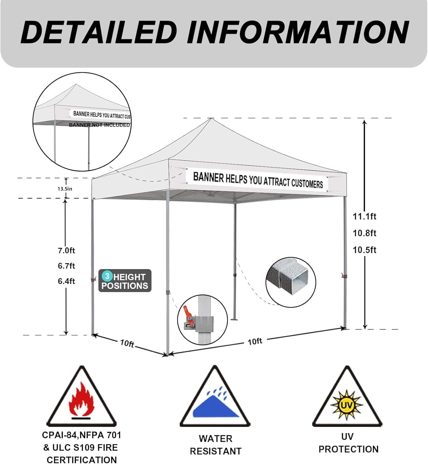 Eurmax USA 10x10ft Pop Up Canopy,Commercial Instant Tent for Outdoor Events,Patented No-Tip Rolling Storage Bag with 4 Sandbags,UV & Water Resistant,Heavy Duty Portable Shelter Gazebo,White