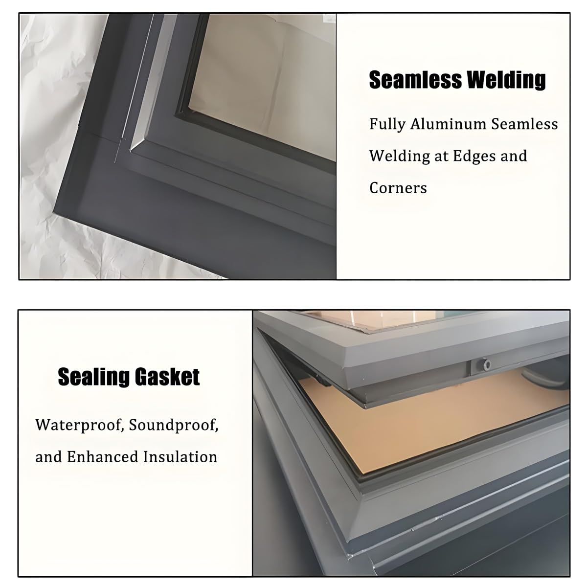 Skylight Windows for House Roof with Double Layer Tempered Glass, Roof Lighting Well Window for Indoor Attic, Aluminium Window Cover for Garage/Basement/Loft/Dark Room(23x14)