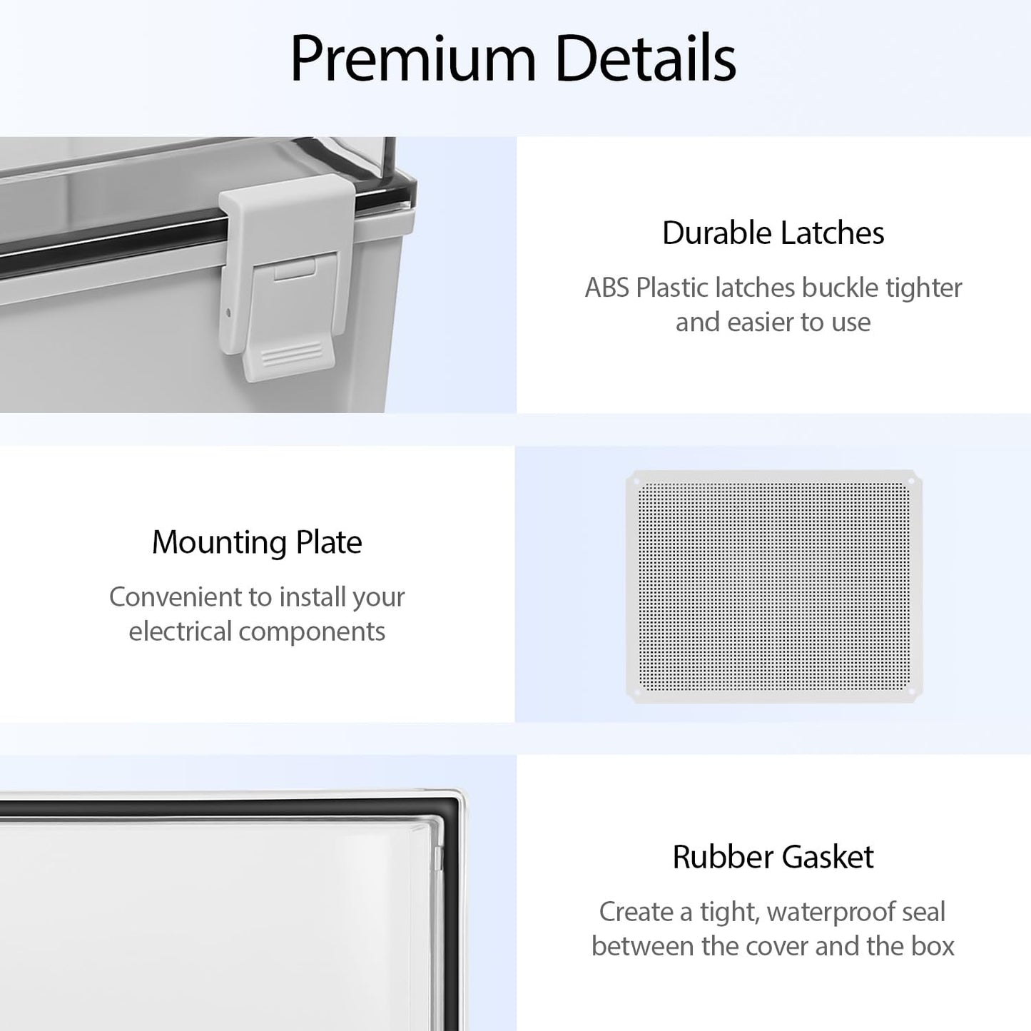 LMioEtool Electrical Box IP65 Waterproof ABS Plastic Enclosure Outdoor and Indoor Project Box Hinged Clear Cover with Mounting Plate Wall Brackets, Outer Dimension 19.7"x 15.7" x 7.9"