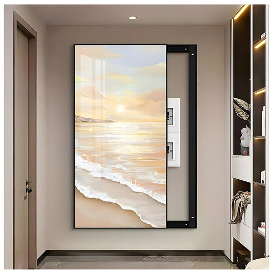 Decorative Electrical Panel Cover - Hidden Circuit Breaker & Fuse Box Wall Art, Stylish Aluminum Alloy Frame for Home, Office, & Commercial Use