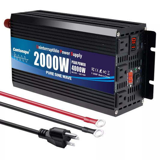 Cantonape 2000W Sump Pump Backup Battery System, Automatic Switching to Battery Inverter Power, Professional Backup System in Case of Power Failure, Pure Sine Wave Output