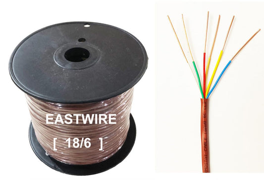 eastwire 18/6 250ft Thermostat Doorbell HAVC Heating Control Cable Wire, 100% Solid Copper Conductors CL2 ETL Listed, UV Resistant RoHS for Indoor/Outdoor Low Voltage Applications Use,Brown