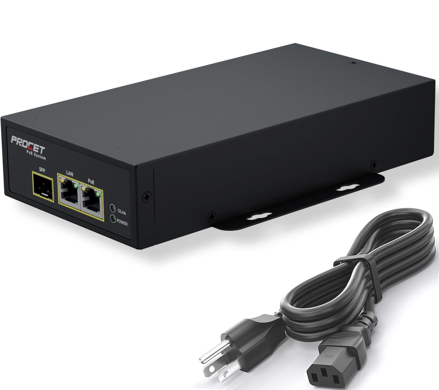PROCET SFP Fiber PoE Injector PoE++ up to 95W Gigabit Uplink Support, Wide Temp -40℉ to 149℉ for PTZ AI Camera, Sisco Access Point, Small Cell, Smart Factory, Commercial Kiosks Display