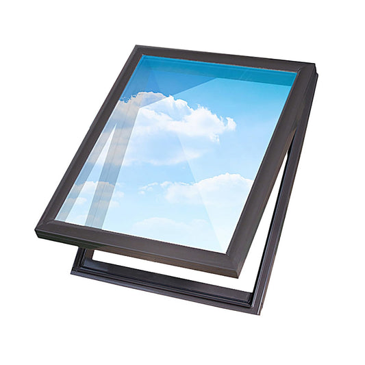 Skylight Windows for House Roof Basement Sloped Flat Roof Lighting Well Window Attic Sun Room Skylight Cover Manual Venting Egress Durable Aluminum + Tempered Glass Rainproof Silent(W20xL22in)
