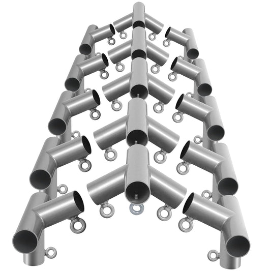 Aoneky 1 3/8'' 6/8/10-Legs High Peak Corner Canopy Fitting Couplers Kit - Frame Carport Connectors, Silvery (10 Leg Canopy Top Kit)