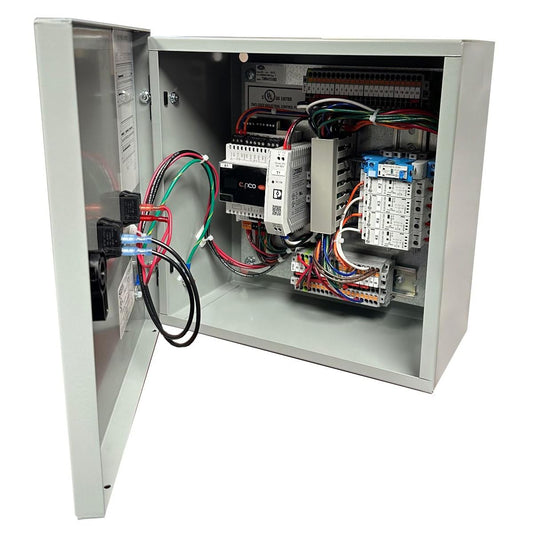 Commercial Kitchen Electrical Control Box for 4 Fans | 2 Exhaust/2 Supply Fan Controller for Restaurant | Fire System Activated with Room Temperature Sensor | Made in USA and UL Listed