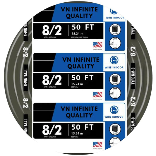 VN Infinite quality 8/2 NM-B Nonmetallic with Ground Sheathed Cable Residential Indoor Wire (50 Ft)