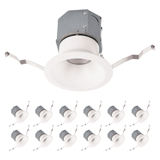 WAC Lighting Pop-in 4in LED Round Recessed Light with Built-in Junction Box 5-CCT Selectable 12W 1,080 Lumens 120V-277V Universal in White (Pack of 12)