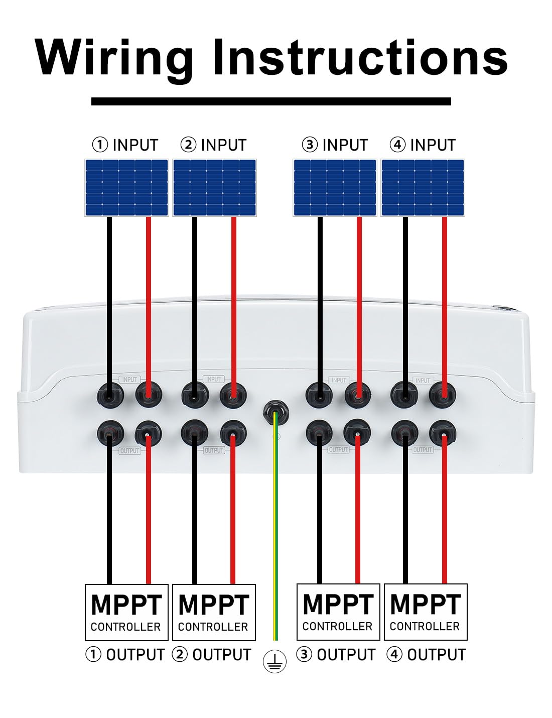 DIHOOL Solar Disconnect Switch 40Amp DC Circuit Breaker with Surge Protector PV Combiner Box for Solar Panel 4 in 4 Out 1000V