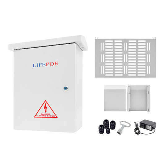 NEMA Outdoor Electrical Box (19.6″ x 15.7″ x 7.9″) – IP65 Waterproof Enclosure for Indoor/Outdoor Use, Includes DC Fan & 12V Adapter, DIY-Friendly Removable Mounting Plate – Ideal for Projects