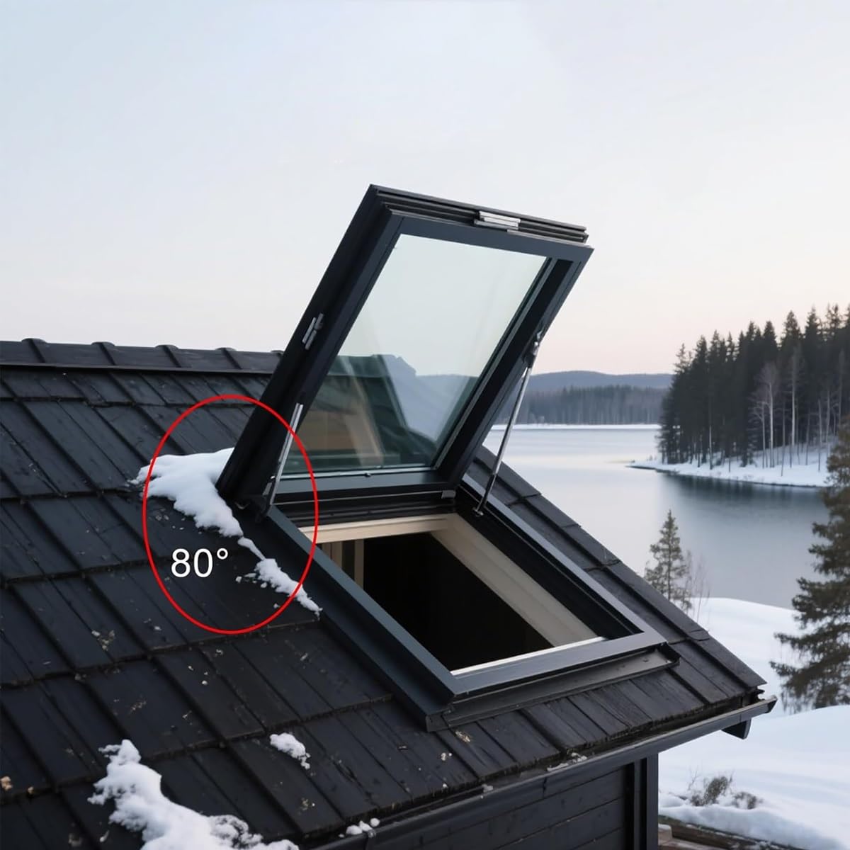 Skylight Windows for House Roof with Double Layer Tempered Glass, Roof Lighting Well Window for Indoor Attic, Aluminium Window Cover for Garage/Basement/Loft/Dark Room(23x14)