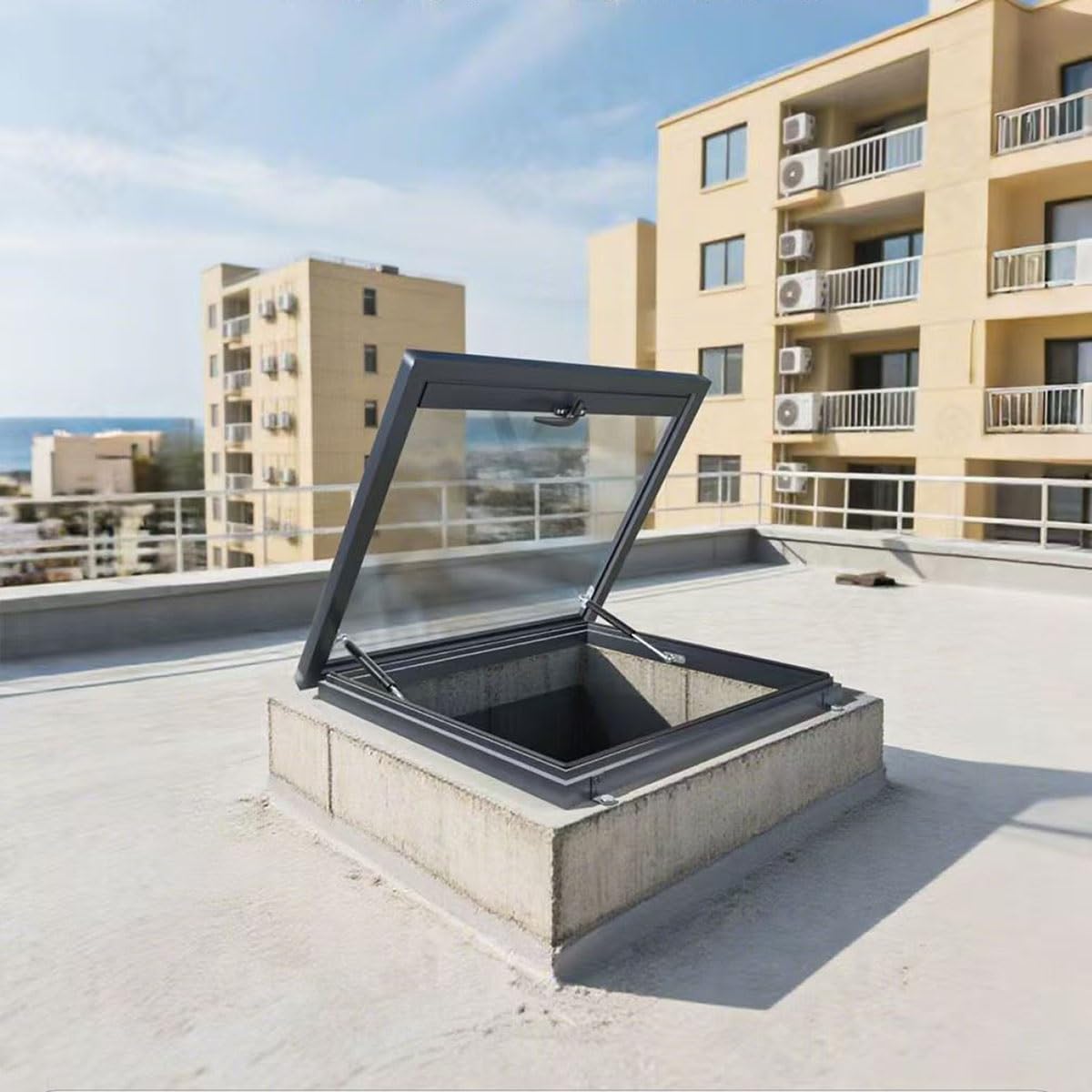 Valdoza Customizable Roof Windows Skylight, Manual Vented Skylights for House Roofs, Double-Glazed Tempered Glass and Aluminum Frame, for Attic/Sun Room