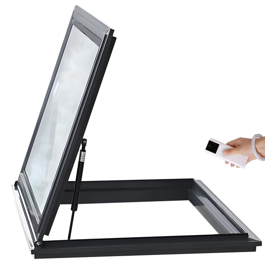 Valdoza Electric Roof Skylight for Home – Custom Aluminum Alloy Double-Glazed Window with Remote Control, Easy Installation for Attic, Sunroom, Roof, Basement(Gray,LxW 24x40in/60.9x101.6cm)