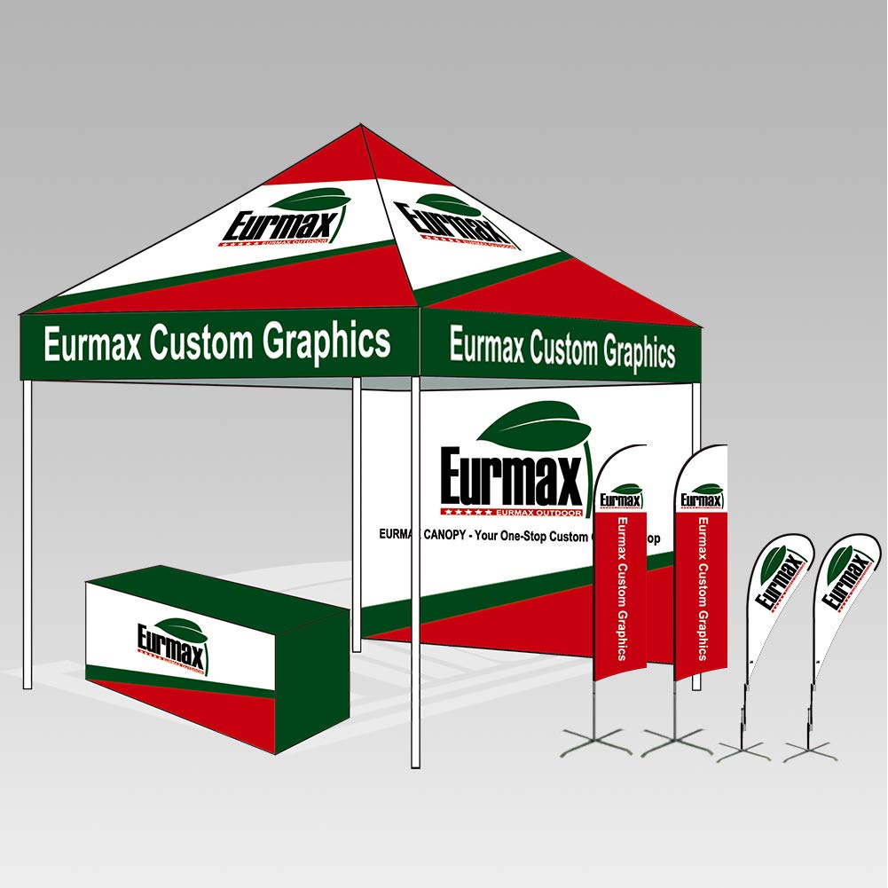 Eurmax USA 10x10 Pop Up Canopy,Commercial Tent with Patented No-Tip Rolling Bag,30sqft Extension Awning & 4 Zippered Removable Walls,UV & Water Resistant,Heavy Duty Instant Shelter Gazebo,Red