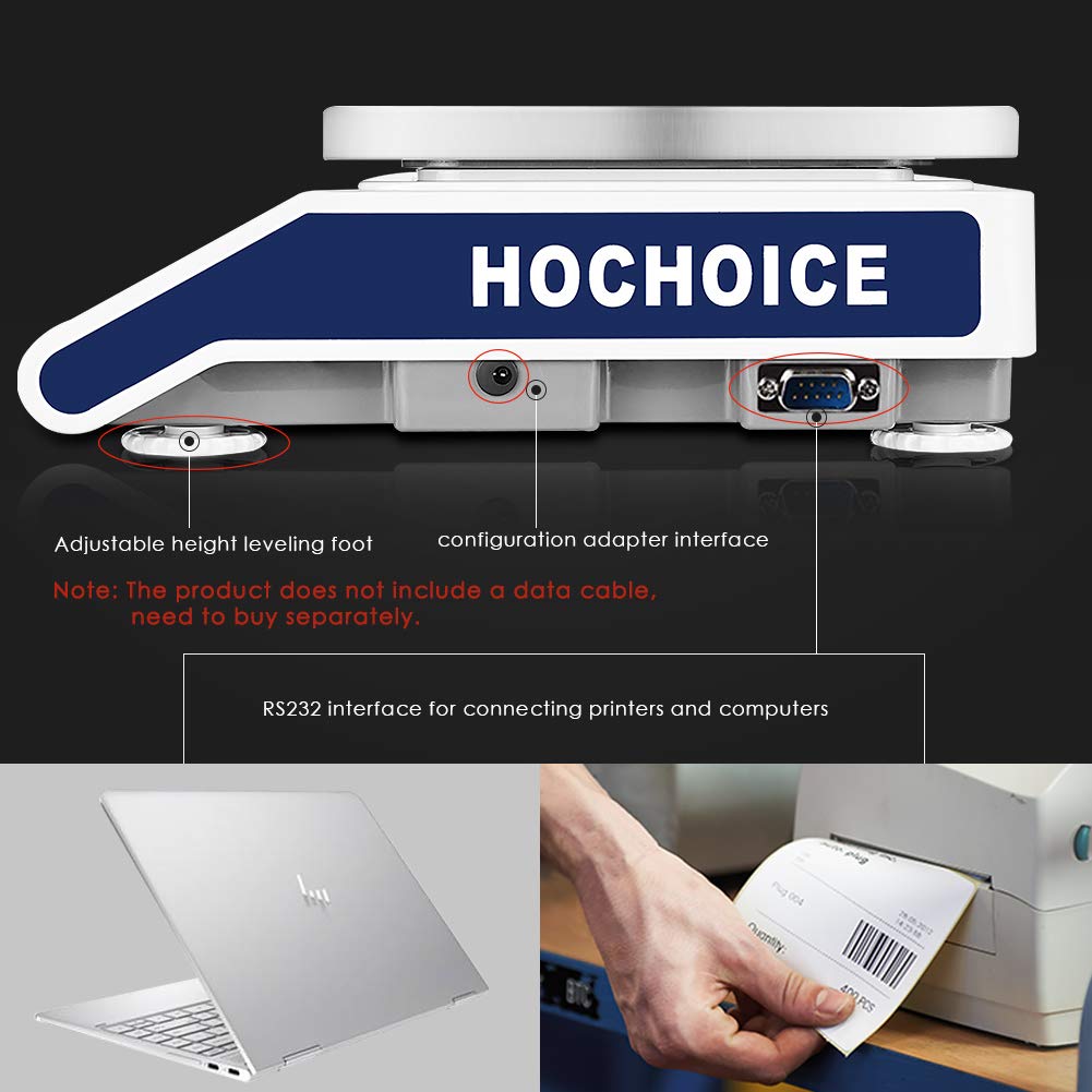Hochoice Industrial Counting Scale Gram Scales for Parts and Coins 66lb/0.00022lb-30kg / 0.1g Accuracy with RS232 Port for Connecting Computer or Printer