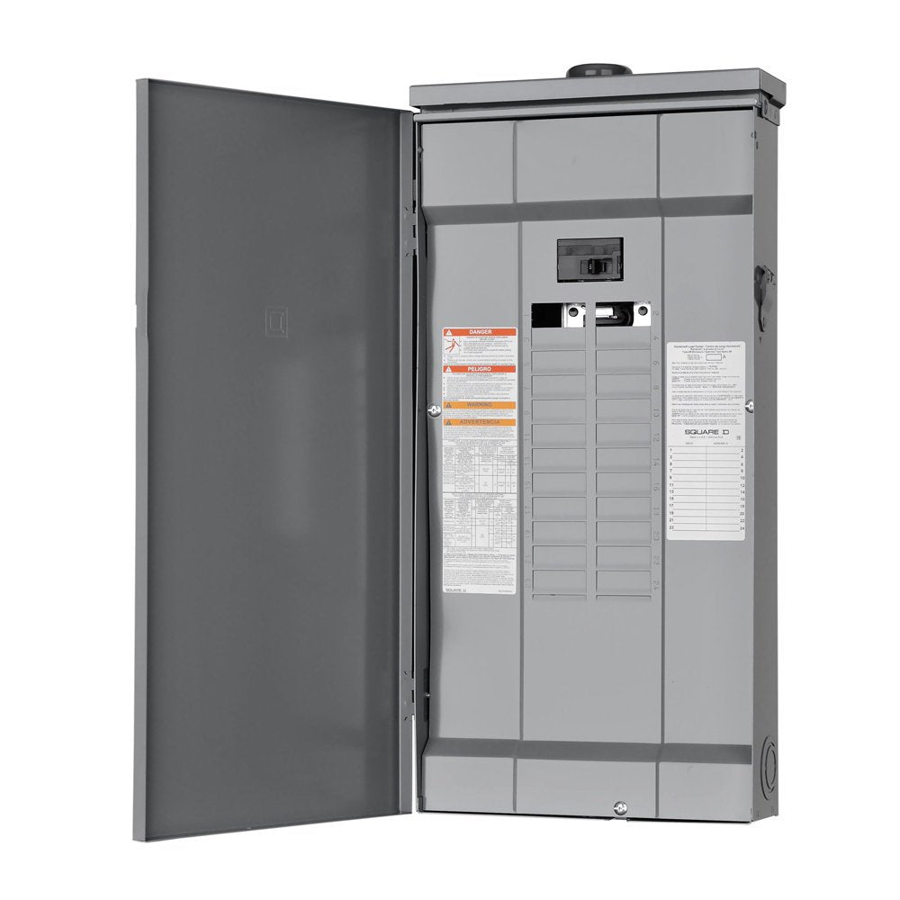 Square D - HOM2448M125PRB Homeline 125 Amp 24-Space 48-Circuit Outdoor Main Breaker Load Center (Plug-on Neutral Ready),