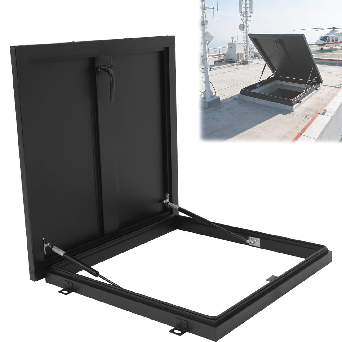 Roof Hatch Door Skylight, 28x31in / 71.1x78.7cm Galvanized Steel Plate, Thermal Insulation, Customizable Size, Emergency Escape for Industrial Factories and Warehouses