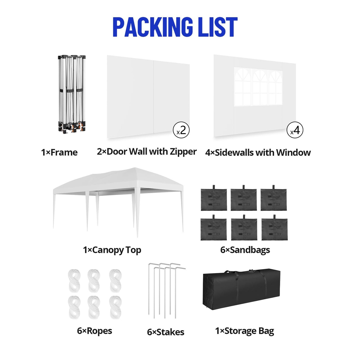 10x20 Pop Up Canopy Tent, Heavy Duty Wedding Party Tent Commercial Grade Instant Shelter with Removable Sidewalls for Outdoor, Parties, 3 Height, Carry Bag, Sandbag