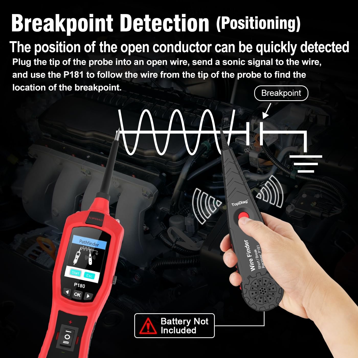 Circuit Breaker Finder Tool, Battery Tester, AC DC Voltage Tester, Fuel Injector Tester, 9V-30V Automotive Circuit Tester with 40FT Cable, P180