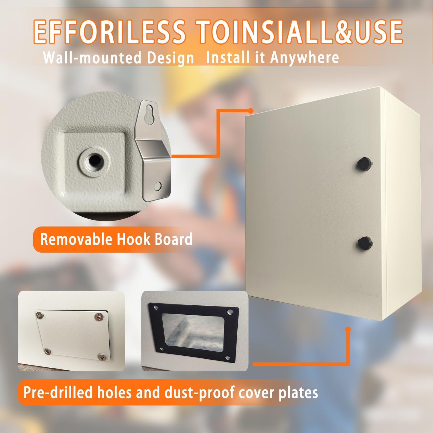 24x16x8 Electrical Enclosure Box NEMA 4 Outdoor Enclosure, IP66 Waterproof & Dustproof Cold-Rolled Carbon Steel Hinged Junction Box for Outdoor Indoor Use