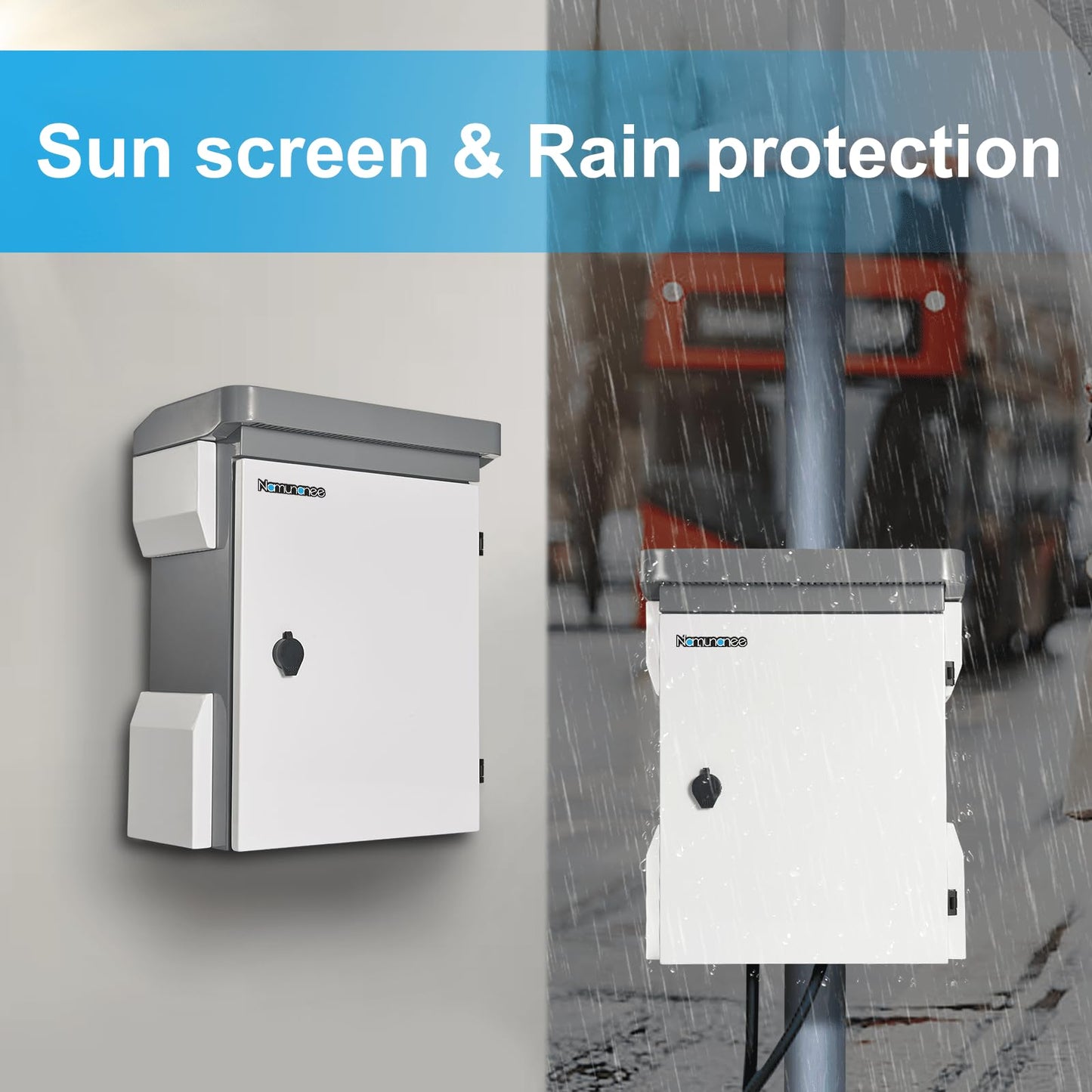 Outdoor Electrical Box, Cold-Rolled Steel Plate, Aluminum Alloy Back Beam, One-Piece Ventilation Design, IP65 Waterproof, Wall/Pole Mounted (19.7" x 15" x 7.9")