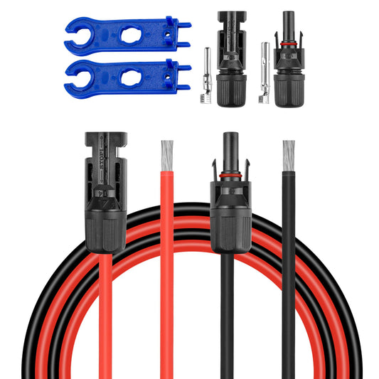 100 FT 10AWG Solar Panel Extension Cable,10 Gauge Extension Cord,5FT 10FT 20FT 30FT 50FT 100FT Solar Panel Wire with Extra Fair of Female and Male Connectors Solar Adapter for RV, Photovoltaic Systems