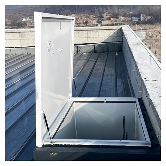 Flat Roof Lighting Well Window Loft Access Hatch Door Anti Ageing Aluminum Alloy Skylight Industrial Factory Roofs(100x100cm/3.28x3.28ft)