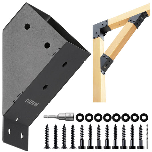 AJOVW-8-Piece 4x4 Pergola Diagonal Brace Angle Plate, Stainless Steel 45 Degree Angle Support Bracket, for Gazebos, Garages, Patios, Sheds, Gardens, and Other Applications.(Actual Size: 3.5" × 3.5" )