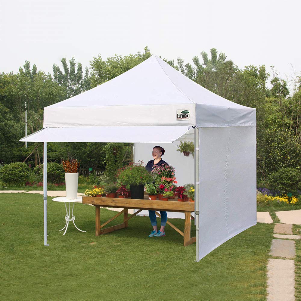 Eurmax USA 10x10 Pop Up Canopy,Commercial Tent with Patented No-Tip Rolling Bag,30sqft Extension Awning & 4 Zippered Removable Walls,UV & Water Resistant,Heavy Duty Instant Shelter Gazebo,Red