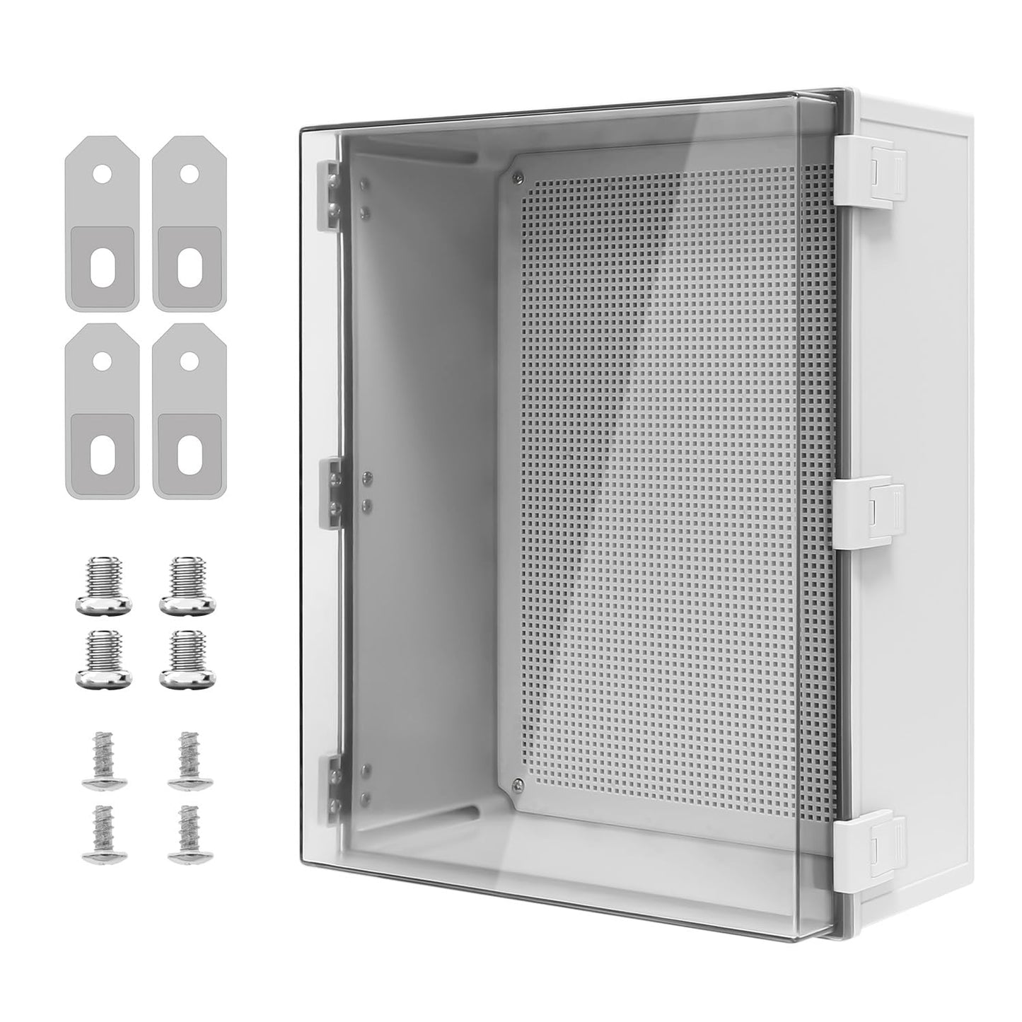 LMioEtool Electrical Box IP65 Waterproof ABS Plastic Enclosure Outdoor and Indoor Project Box Hinged Clear Cover with Mounting Plate Wall Brackets, Outer Dimension 19.7"x 15.7" x 7.9"