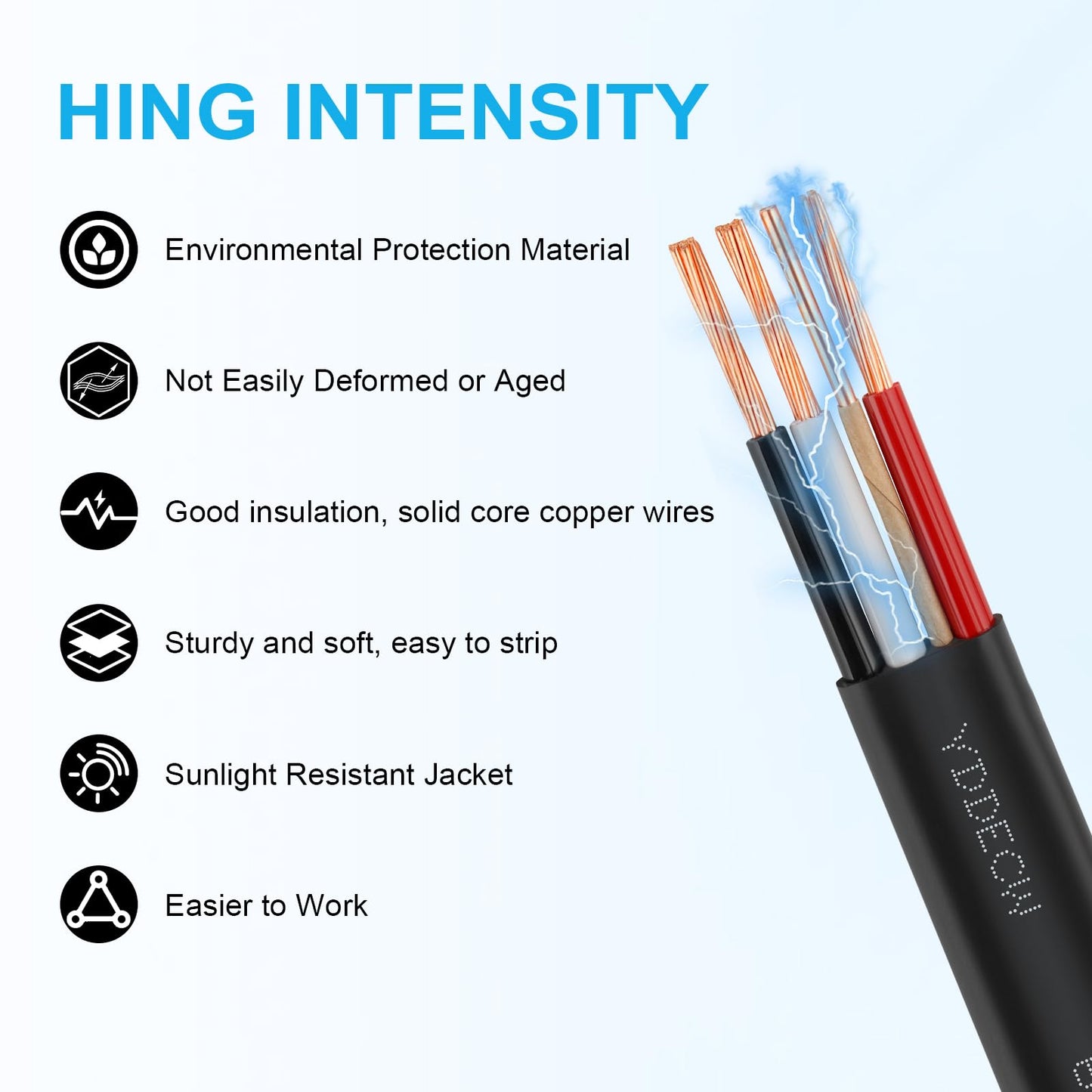 YDDECW 6/3 NM-B Wire with Ground - 50FT 6 Gauge Non-Metallic Sheathed Cable Pure Copper 6 AWG 3 Conductor Residential Indoor Wire for Outlets, Switches and Other Loads etc.