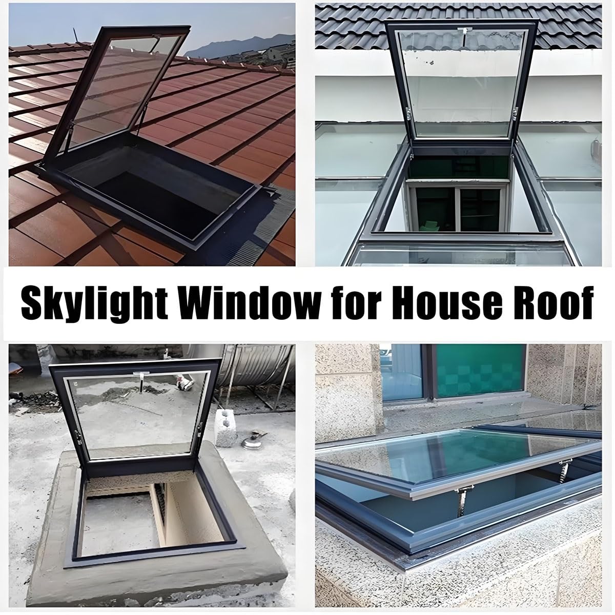 Skylight Windows for House Roof with Double Layer Tempered Glass, Roof Lighting Well Window for Indoor Attic, Aluminium Window Cover for Garage/Basement/Loft/Dark Room(23x14)