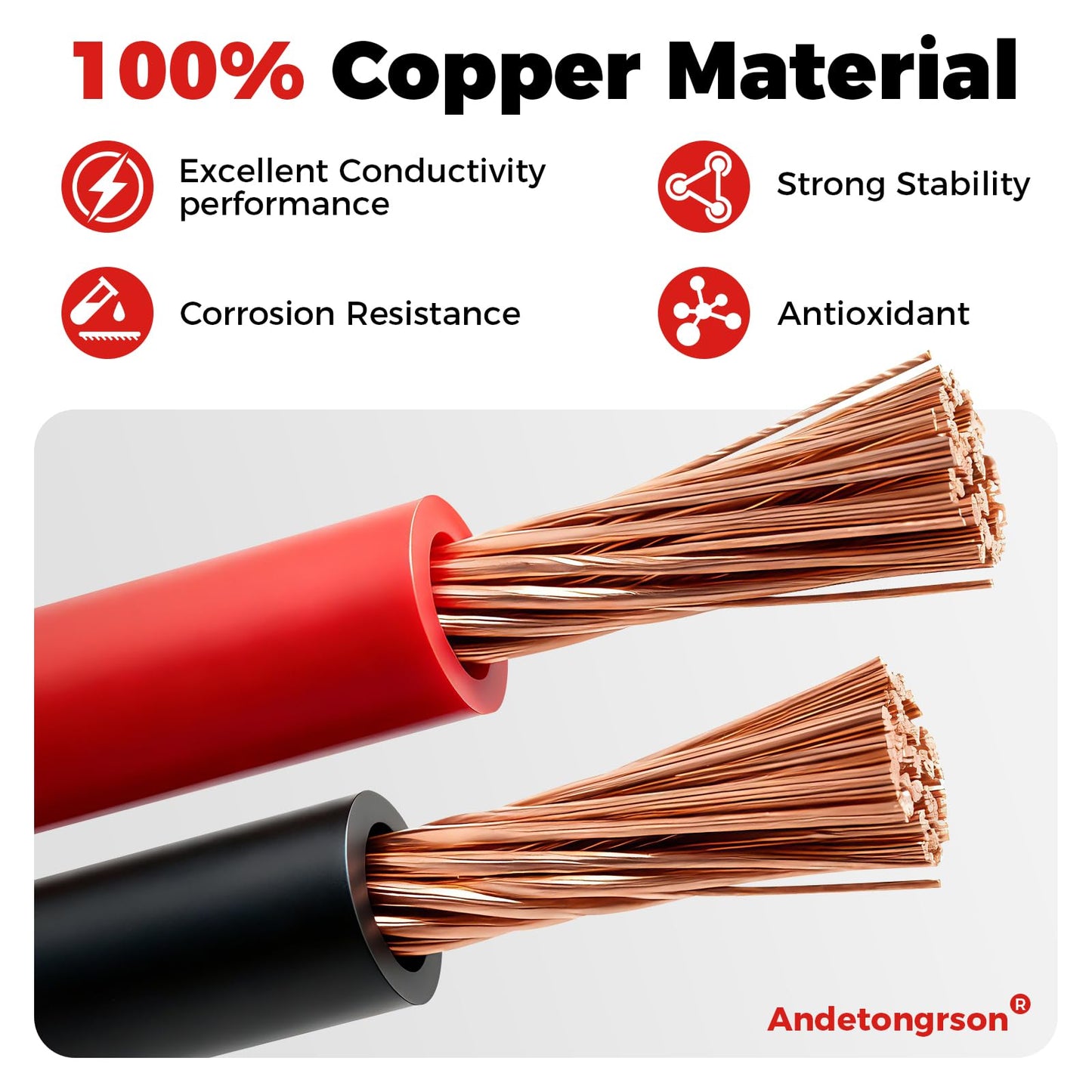 Andetongrson 175A 24FT (22FT+2FT) 2AWG Flame Retardant Heavy Duty Winch Power Cable, Quick Disconnect Battery Cable with Waterproof Connector & Storage Bag for ATV UTV SUV Truck Forklift Tractor RV