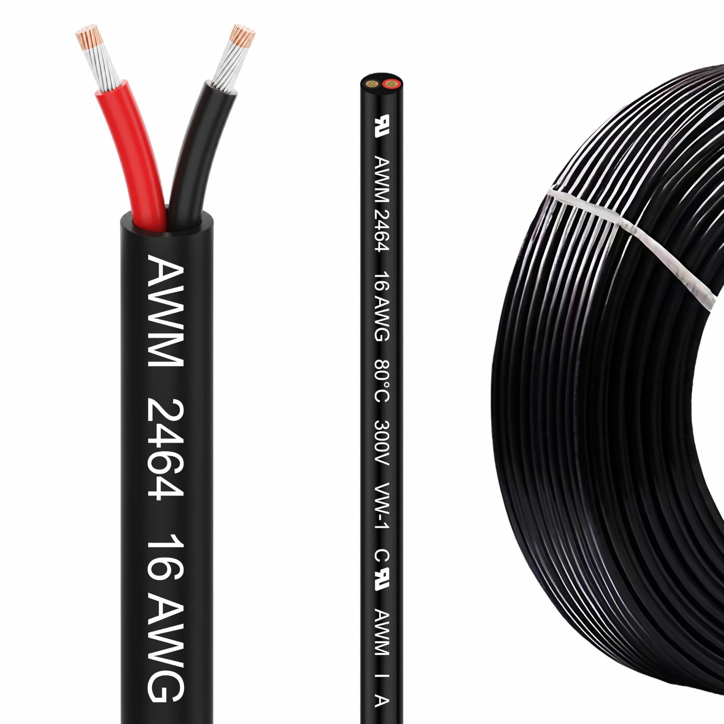 LINKSQ UL2464 200FT 16 Gauge 2 Conductor Electrical Wire, Tinned Oxygen Free Copper 2 Wires, 16/2 AWG Landscape Wire, OFC Speaker Cable, Low Voltage Wires, Automotive Battery Wire Cable