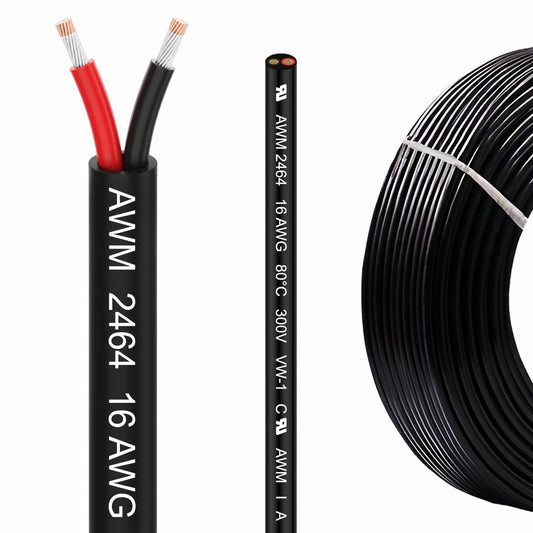 LINKSQ UL2464 200FT 16 Gauge 2 Conductor Electrical Wire, Tinned Oxygen Free Copper 2 Wires, 16/2 AWG Landscape Wire, OFC Speaker Cable, Low Voltage Wires, Automotive Battery Wire Cable