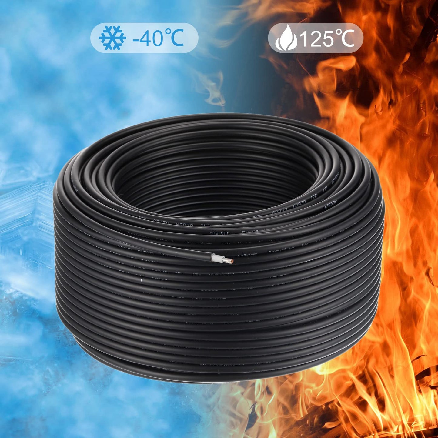 MECCANIXITY Solar Panel Wire 328ft 10AWG 6mm2 Solar Cable Extension Tinned Copper Wire Black for RV Boat Marine Solar Panel