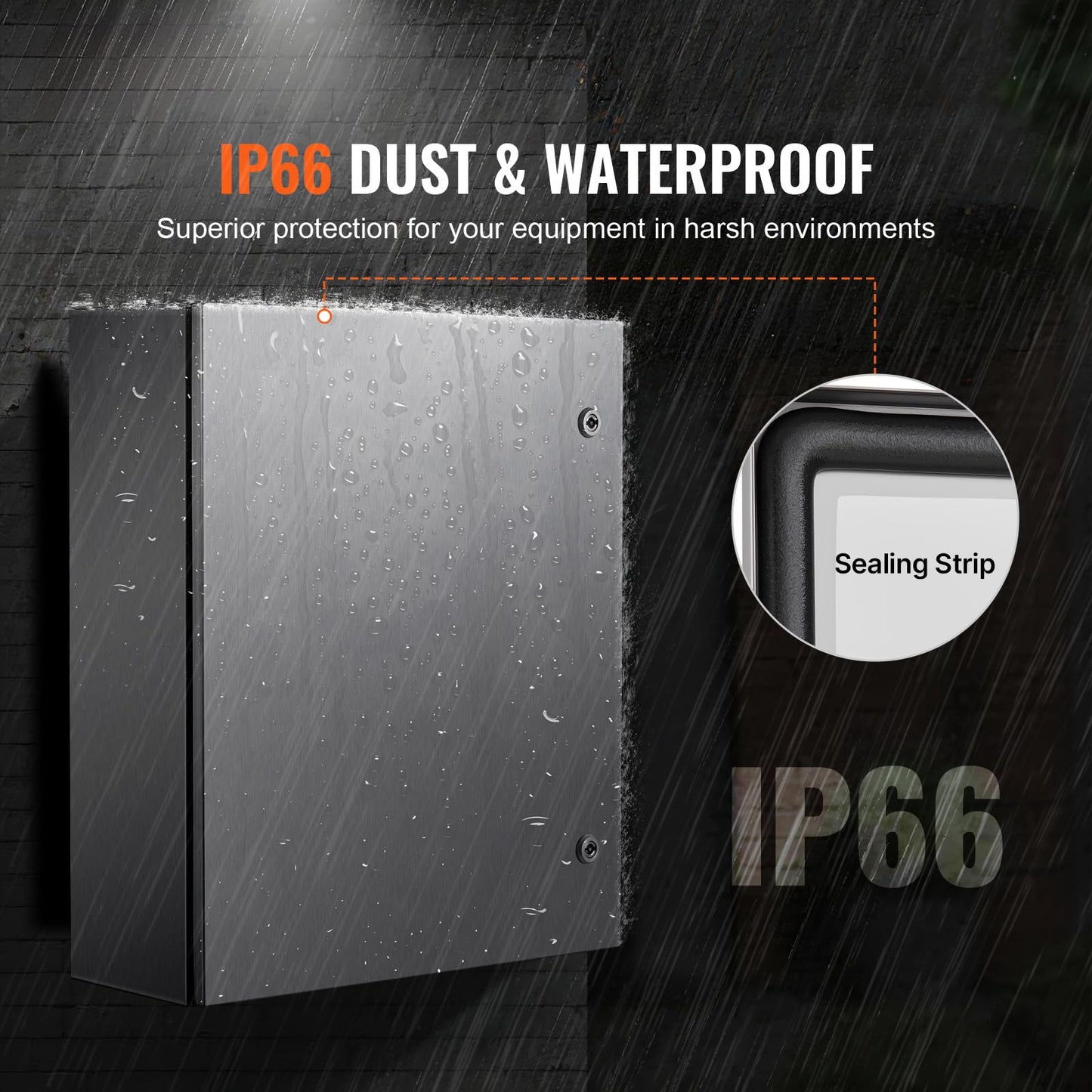 Steel Electrical Box, 24"x 20"x 8", 304 Stainless Steel Electrical Enclosure Box, Wall-Mounted Outdoor Electrical Electronic Equipment Enclosure with Mounting Plate Hinges Lock, IP66 Waterproof