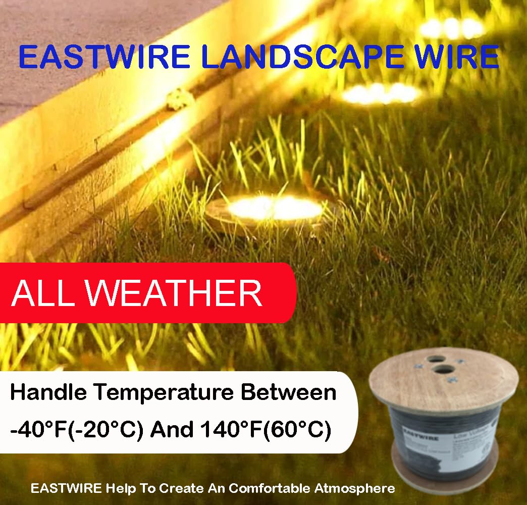 EASTWIRE 12/2 12awg 2conductors Low Voltage Landscape Lighting Wire - Outdoor - 12-2 Copper Wire, Underground Low-Energy Circuit Cable, Lighting Cable Direct Burial (12/2, 250FT-BLACK)