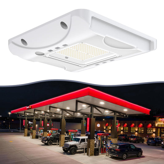 HYPERLITE 22500LM LED Gas Station Lights: 150W 5700K Commercial Canopy Light Eqv. to 600W HID/HPS - Recessed or Surface Mount for Warehouse Loading Dock Barn Stadium 0-10V Dimmable IP65 1 Pack