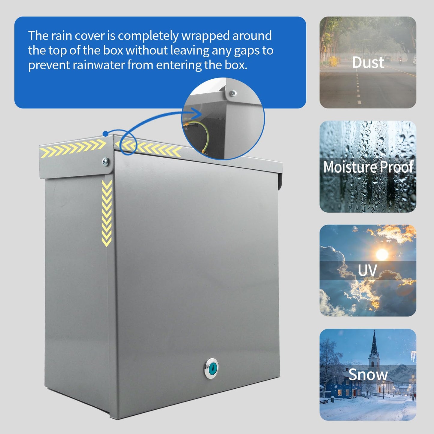 Steel Indoor/Outdoor Electrical Junction Box, 24×24×12 inches Waterproof and dustproof Electrical Enclosure with mounting Base Plate Wall-Mounted Lockable Electrical Junction Box