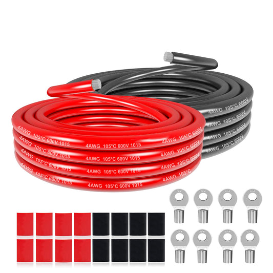 4 AWG Electrical Wire -HULUWA 4 Gauge UL1015 Wire,66Ft Length(33Ft Black and 33Ft Red),Tinned Copper Wire,Suitable for Solar Systems,Household Appliances,Vehicles,Electronic Devices etc