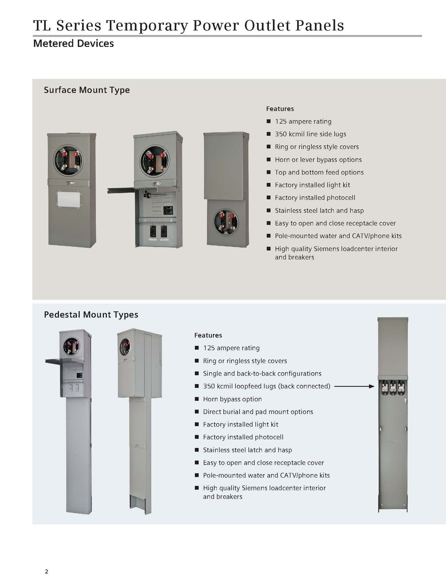Siemens TL137US Talon Temporary Power Outlet Panel by with a 20, 30, and 50-Amp Receptacle Installed, Unmetered