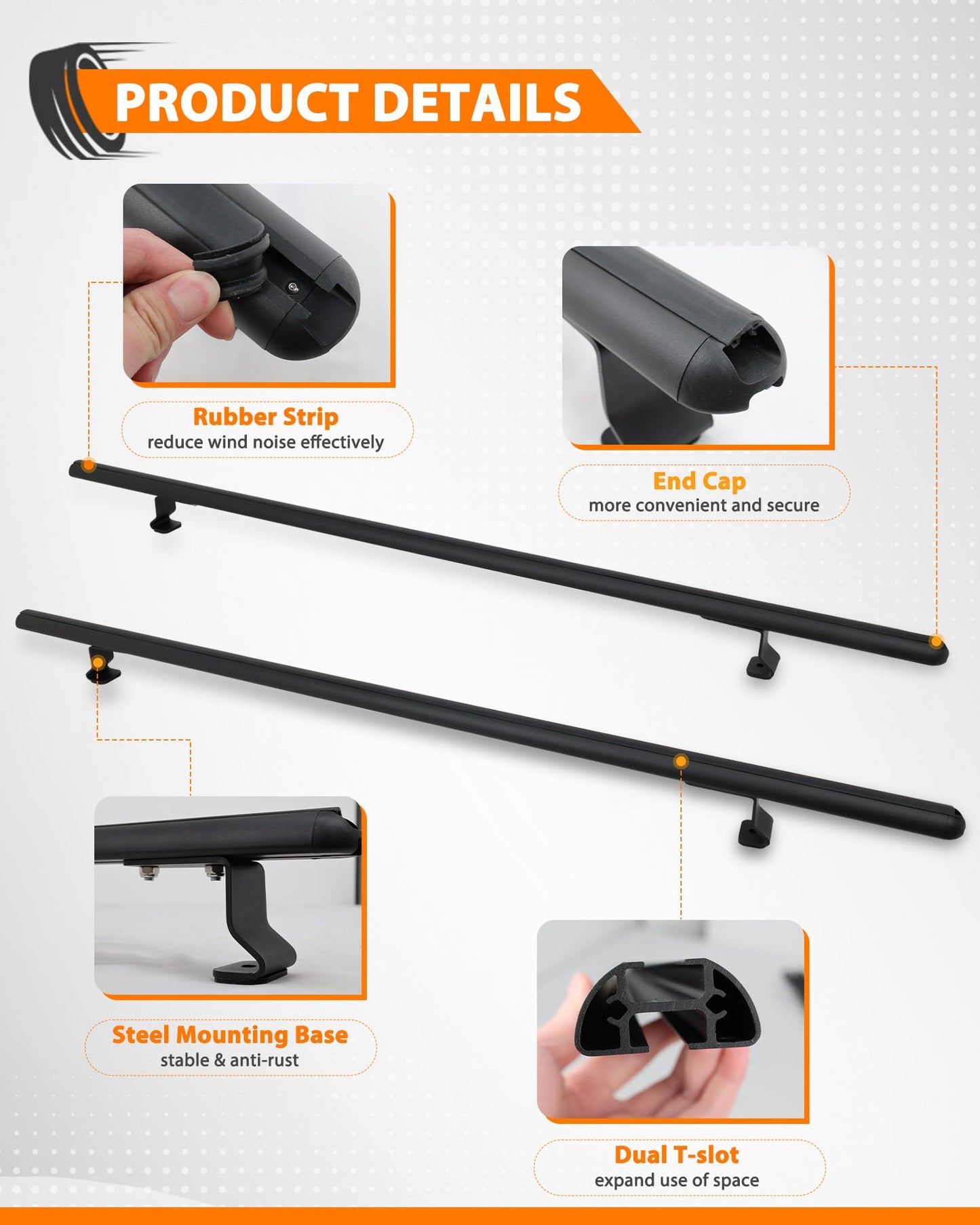 MELIPRON 50" Truck Cap & Topper Ladder Roof Rack Adjustable Van Rack for Kayak Canoe Lumber Pipe(Max Load 500lbs)