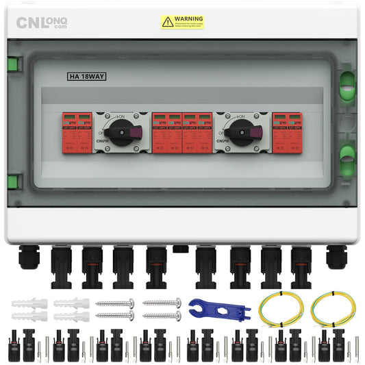 CNLonQcom 4 Strings Solar Disconnect Switch 32 Amp DC1000V with Lightning Surge Protector Arrester and IP65 Solar PV Combiner Breaker Box 4in 4out for Outdoor Solar Panel System
