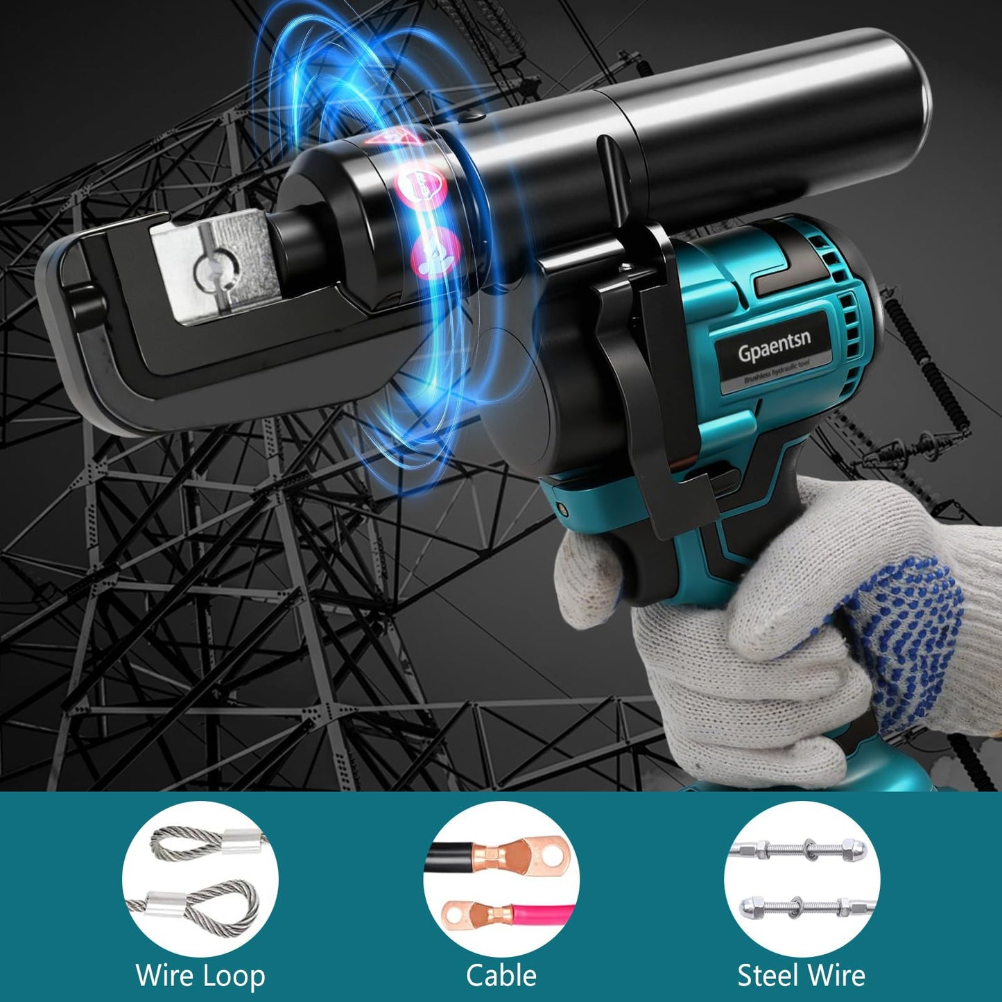 Gpaentsn Hydraulic Crimping Pliers Tool Cordless, Electric Hydraulic Cable Lug Crimping Tool Kit with 20 Dies(12AWG~00AWG) for 12 AWG to 2/0 AWG Terminal, Cable